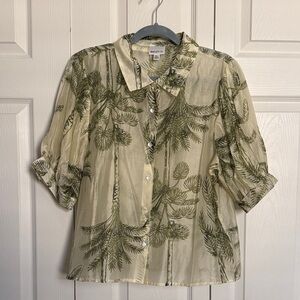 Botanical Print Button Down Shirt